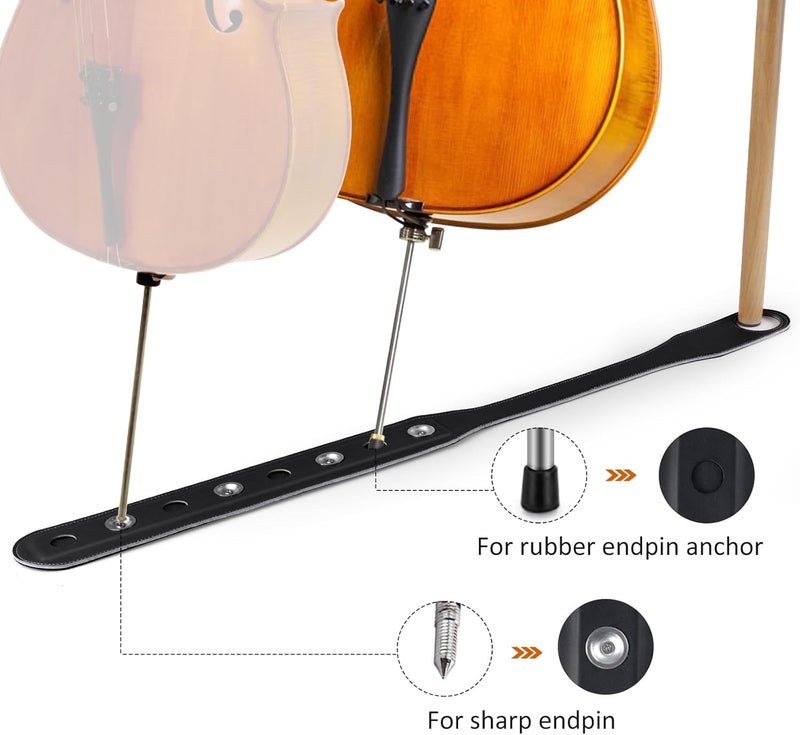 Rockhouse Cello Stopper Accessories, Rock Stop Cello Strap Endpin Anchor Rest Anti Slip Pad Stop Mat Rubber Tip Floor Protector for Cellist Performance, Black - Image 2